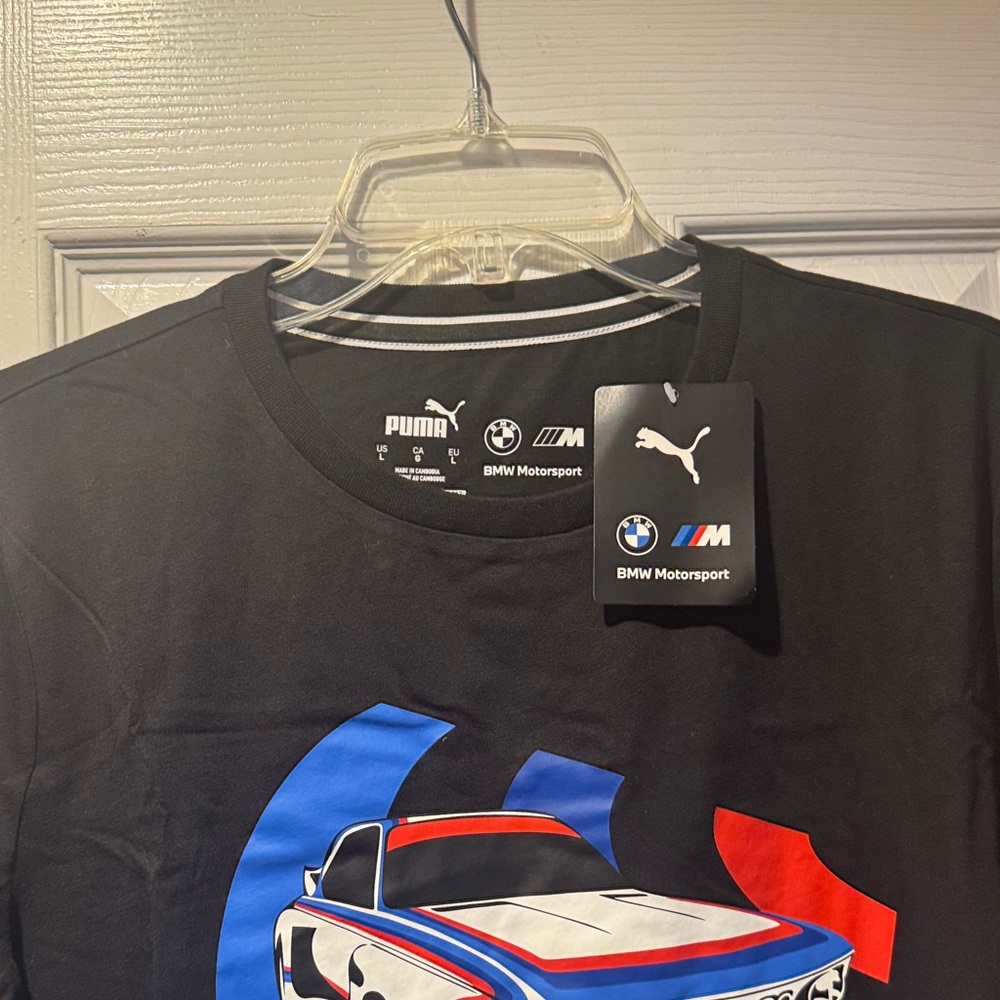 Puma BMW Motorsport Black Tee with Blue and Red Graphic